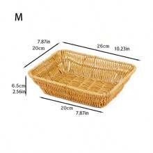 1 pièce Panier de rangement en rotin tressé rectangulaire fait main, plateau en osier réutilisable - pour les desserts, les encas, le pain - décoration de cuisine et de salon, chambre à coucher, pour la rentrée scolaire