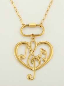 1pc Luxury Gold Stainless Steel Heart Pendant Necklace, Elegant Design Suitable For Daily Wear, Gift For Mother's Day