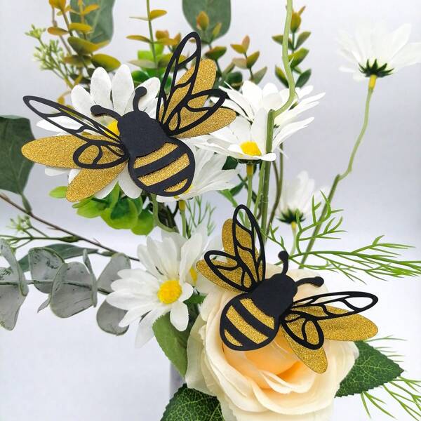 12 Pieces 3D Independence Day Harvest Season Bee Festival Bee Alphabet Window Decorations, Cartoon Ornaments, Creative Wall Decor, Cartoon Bee Themed Backdrop Stickers, Wall Stickers Home Decoration