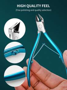 Stainless Steel Ingrown Toenail Clipper, Nail Cutter, Cuticle Nipper Tool Set - Blue and White - View 5