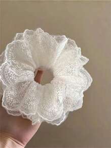 1 pièce Chouchou en dentelle doux et élégant pour femme, support de queue de cheval, convient aux robes, accessoire capillaire pour le port quotidien, printemps/été, chouchous de style bohème chic