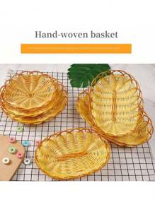 1 Handgeweven mand Plastic mand Woonkamer voor gasten Fruitmand, ontbijtbroodmand, popcornmand, fruitschaal, gefrituurde cakemand Multifunctioneel