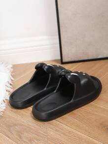 Women's Flat Sandals Summer Fashion Outdoor Sports Slippers, EVA One-Piece Soft Black Slides