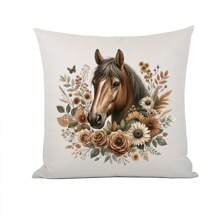 1/2/3pcs Elegant Brown Horse And Wreath Iron-On Transfer Stickers, Made Of PVC Material, Suitable For DIY T-Shirts And Backpacks - Featuring Vibrant Animal And Plant Designs, A Gift For Horse Enthusiasts