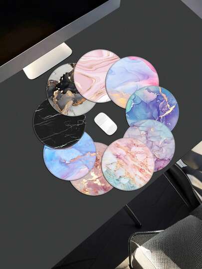 Small Marble Mouse Pad, Round Mouse Pad With Non-Slip Rubber Base, Desktop Accessories Mouse Pad Wireless Mouse Laptop Games Computer Travel Office Supplies Decoration