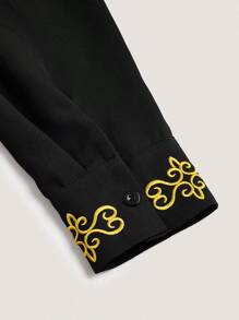 2 Peças/Conjunto Blazer Longo Preto Dashiki de Peito Duplo com Calça, Bordado Dourado, Manga Longa, Colarinho Reto, Calça de Cintura Elástica, Roupa Africana, Conjunto de Camisa e Calça Casual Masculina, Novidade para Todas as Estações, Adequado para Festas, Banquetes, Casamentos, Eventos Culturais, Cerimônias Tradicionais
