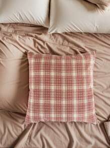 Pink Checkmate" Yellow Throw Pillow – 40x40cm Chic Checkerboard Cushion For A Bold Home Accent - Dusty Pink - View 2