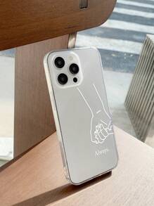 2 pièces Étuis de téléphone minimalistes avec empreintes de couple, coques de téléphone transparentes avec des éléments romantiques et le slogan "Toujours et pour toujours", compatibles avec et Galaxy, version internationale, pas la version domestique - Multicolore - Voir 5