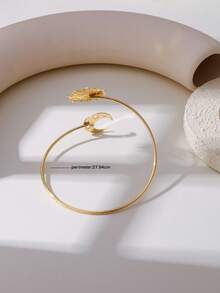 1pc Fashionable Minimalist Sun & Moon Design Bracelet, Gift For Women - Gold - View 5