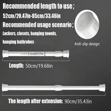 FEPK 1 szt. Wielofunkcyjny, rozsuwany drążek na zasłony, łatwy montaż, odpowiedni do łazienki, kuchni, parapetu, balkonu, salonu, może być używany jako drążek na zasłony, drążek podtrzymujący szafę, suszarka do ubrań, dekoracja świąteczna - Wielokolorowe - Zobacz 14