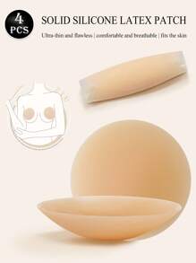 4 Peças Adesivos de Silicone para Seios, Adesivos Sólidos Autoadesivos Anti-Exposição Anti-Convexo Invisíveis para Mamilos, Alças de Casamento com Adesivos de Mamilo Sólidos e Sem Costura de Cor Única e Finos