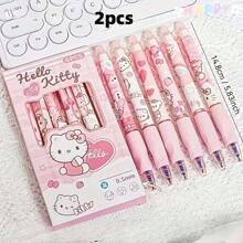1pc, 6 Packs Sanrio Hello Kitty Neutral Pen, Molded, Quick Drying, Erasable, Blue Ink, Lightweight Plastic, Suitable For Schools And Offices - Multicolor - View 3