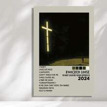 Framed Knocked Loose Album Cover Canvas Poster - Wall Art, Minimalist Cross Design With Lyrics Text, Ideal For Bars, Clubs, Cafes, Restaurants Decor, Cafe Art Piece | Atmospheric Artwork | Canvas, Music Decor Birthday Party Decor, Mother's Day New Year Easter Gift,  Home Living Room Office Wall Decor, Perfect Gift And Wall Decoration - 框架 - 查看 1