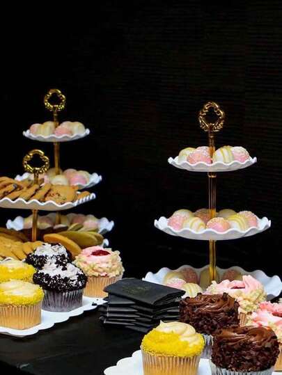 1 Stück 3-stufiger Plastik Kuchenständer, Dessert Präsentationsablage, Cupcake Halter für Party, Hochzeit, Geburtstag, Festtagsfeier