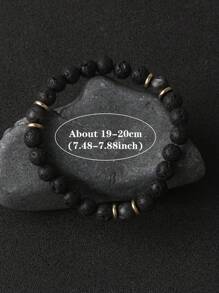 Men Fashion Lava Bracelet Strength And Protection, Larvikite Healing Bead Stretch Balance Bracelet Spiritual Meditation Grounding Jewelry Unisex Jewelry