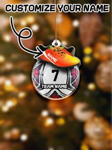 1pc Customized Acrylic Football/Baseball Shaped Keychain With Personalized Text