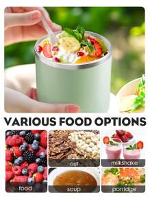 Meoky 1pc Stainless Steel Insulated Food Container With Handle - Keeps Food Warm/Cold, Portable Design, Suitable For Home And Office, Fashionable And Practical - Green-630ml - View 6