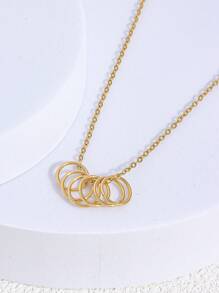 1pc Minimalist Dual Color (Gold And Silver) Circular Pendant Necklace