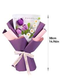 1 Conjunto Kit de Crochê de Buquê de Flores para Iniciantes, DIY Tricô de Lã, Material do Buquê de Rosas, Tulipas, Girassóis com Acessórios Básicos e Tutoriais, Presente Ideal para Férias