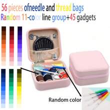 1 pieza Mini kit de costura para viajeros, kit de costura, kit de costura pequeño para principiantes, con caja con cremallera para punto de cruz - Juego completo de costura a mano DIY adecuado para viajes y uso doméstico, disponible en varios colores