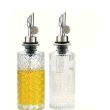 1 个 6.5 盎司（200 毫升）小型玻璃橄榄油分配瓶，带银色金属喷嘴的简易咖啡糖浆瓶，适用于厨房油醋瓶 - 多色 - 查看 7