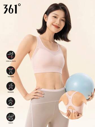 361degree Reggiseno sportivo da donna senza cuciture, con imbottitura rimovibile, scollo a U, schienale incrociato, adatto per allenamento, yoga, uso quotidiano. Chiusura regolabile sul retro, adatto anche durante il ciclo mestruale