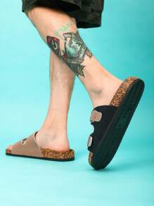2025 Spring/Summer Plus Size Fashion Soft Cork Bottom Sandals, PU Upper Soft Cork Sole Outdoor Beach Lightweight Comfortable Brand Soft Slippers