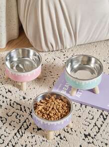 1pc Ice Cream Printed Cat/Dog Lover Gift And Dog/Cat Mom Love Pet Raised Bowl With Neck Support, Anti-Skid Anti-Spill High Capacity Cat/Dog Lover Gift And Dog/Cat Mom Love Pet Food & Water Bowl For Dog Lover And Dog Mom Loves & Cat Lover And Cat Mom Loves
