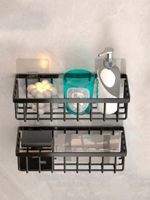 1pc Multifunctional Kitchen Sink Organizer Rack - Sponge & Dishcloth Holder With Drainage Function, Adhesive Wall Mount Storage Rack For Kitchen, Bathroom Accessories, Outdoor Storage, Household Items - Multicolor - View 6