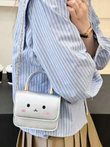 Nieuwe modemeisjes effen kleur schattige schoudertas, stijlvolle meisjes crossbody tas met muntbeurs