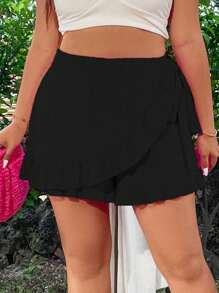 Black Casual Pleated Hem Mini Skirt, Women Black Skirt For Spring/Summer - Black - View 2