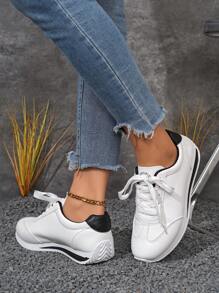 New Summer White Leather Casual Sneakers, Non-Slip Soft Bottom Lightweight Running Sport Shoes
