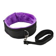 Nylon BDSM Set Plush Sex Bondage Adult Toy Female Set Handcuffs Exotic Sex Games Whip Nipple Clamps Adult SM Product Sexy Toy 18 - Purple - View 4