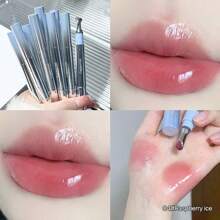 1pc Ice Crystal Blue Gloss Hydrating Lip Tint Glass Lip Gloss Nude Color Lip Gloss & Lip Balm