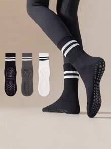 3/4/5 Pairs Women's Fashion Non-Slip Breathable Sports & Yoga Socks, Suitable For Indoor Fitness, Dancing, Yoga