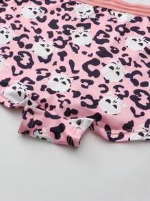 Dircho 3 buc pantaloni scurți gotici de Halloween pentru femei, cu buburuze și cranii și imprimeu leopard, cu legături contrastante, chiloți comozi și moi cu talie elastică, lenjerie intimă pentru femei