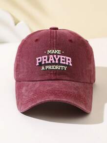 1 pieza Gorra de béisbol con parte superior suave y ajustable con la palabra "ORACIÓN" para mujer, sombrero de moda para exteriores, protección solar transpirable, adecuado para deportes al aire libre, camping, viajes y regalos de vacaciones