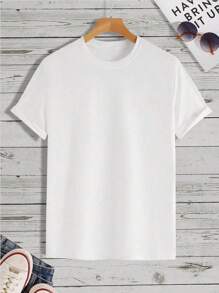 Customized Men's Loose Fit Round Neck T-Shirt With Logo/Image On Back, Perfect Valentine's Day Girlfriend Photo Gift, Custom Work Uniforms, Dance Crew Jerseys, Photo & Text Personalization - White - View 3