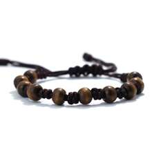 Antique Hand Braided Men Rope Bracelet Boho Black Brown Retro Round Wooden Bracelet For Men Armband Jewelry