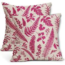 1pc Imitation Linen Pillowcase  Leaf Plant Pillow Covers 18X18 Inch  Green Tropical Fern Herbs Botanical Leaves Floral Decorative Pillow Cases Vintage Cushion Case Farmhouse Home Decor For Couch Sofa Porch Outdoor