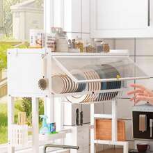 Over The Sink Dish Drainer, Space-Saving Dish Rack With Cover,  Rust-Proof Kitchen Dish Drying Rack - White - View 4