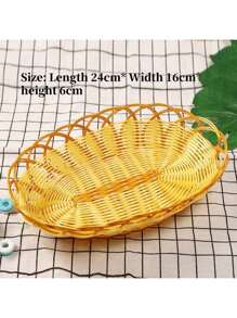 1 Handgeweven mand Plastic mand Woonkamer voor gasten Fruitmand, ontbijtbroodmand, popcornmand, fruitschaal, gefrituurde cakemand Multifunctioneel