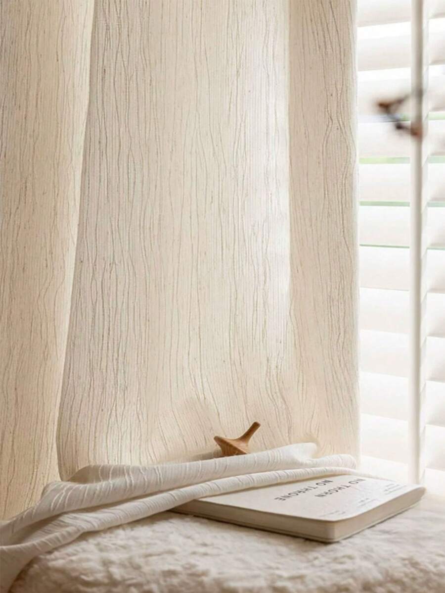 1PC Tkanina Francuskie Vintage Beżowe Japońskie Lniane Półprzezroczyste Zasłony - Miękka, ciężka tkanina z Eleganckim Pionowym Drapowaniem Do Salonu Sypialni Zasłony Filtrujące Naturalne Światło Prywatność Przezroczyste Boho Home