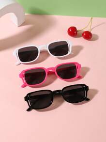 Juego de 3 piezas de gafas rectangulares de colores de tipo macaron plegables y portátiles para niños y niñas de 4 a 12 años, para combinar con atuendos en vacaciones y regalos festivos