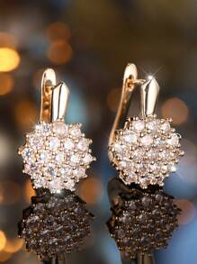 1 Par de Pendientes de Lujo con Circonita de Girasol y Copo de Nieve, Adecuados para Bodas, Damas de Honor, Esposa, Hija, Regalo del Día de San Valentín