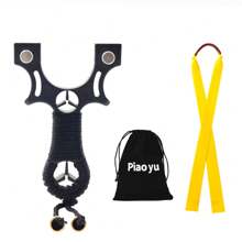 1pc Outdoor Shooting Resin Slingshot, Comes With 1 Rubber Band + 1 Slingshot Bag, Outdoor Hunting Fishing Slingshot - Black - View 4