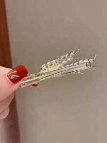 1pc Minimalist Wheat Ear Alligator Hair Clip, Stylish Bangs Hairpin For Women