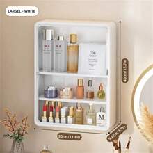 1 件非钻石壁挂式化妆品收纳盒，多功能化妆品收纳盒，带可拆卸搁板，透明浴室配件，未完成表面，节省空间的展示盒家居浴室装饰