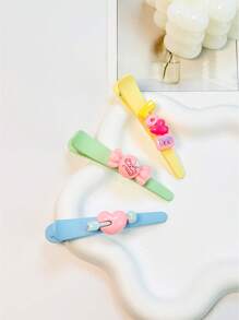 5pcs Cute Letter Pattern Everyday Wear Bathroom Hair Clips Back To School