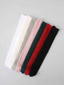 2 pares de calcetines de unicolor hasta la rodilla para niñas, calcetines cómodos y transpirables por encima de la rodilla para bebés, niños pequeños y niños mayores